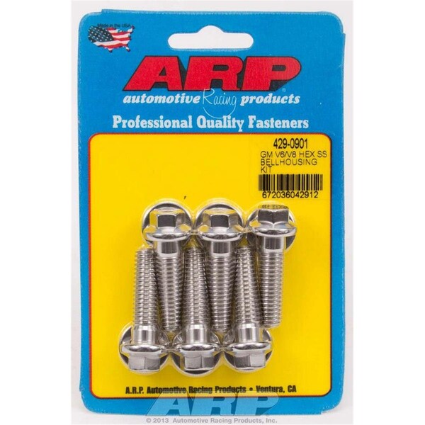 Arp 429-0901 6 Point Stainless Steel Bellhousing Bolt Kit for GM V6-V8 ARP429-0901 - main