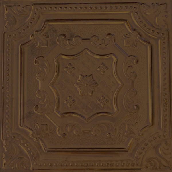 Shanko All Day Tony Pattern 612 Antique Brass Surface Mount Vintage Hand Painted Standard CeilingTiles, 6PK ADT612-NU-STD-ANTBR-6 - main