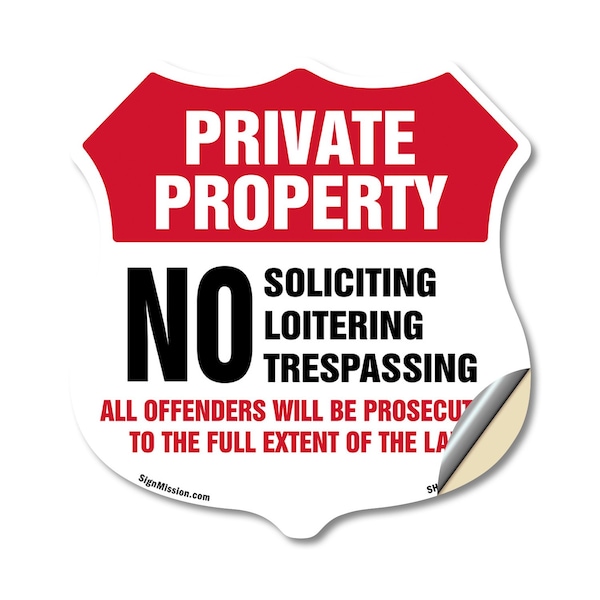Signmission Private Property Shield Label Set No Sol, 12 Inch X 12 Inch, Vinyl Decal SHI-D-12-439 - main