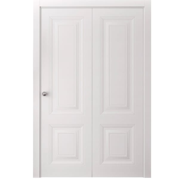 Sartodoors Sliding Closet Bi-fold Doors 72 x 84 inches, BASIC 9422 White, Sturdy Tracks Moldings Trims Hardwa BASIC9422BF-SKIN-7284 - main