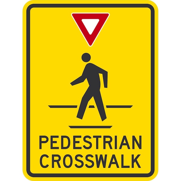 Lyle Pedestrian Crosswalk W/Yield Sym & Ped Xing Sym, 18x24, High Intensity Prismatic, Yellow G-10860-HI_18x24 - main