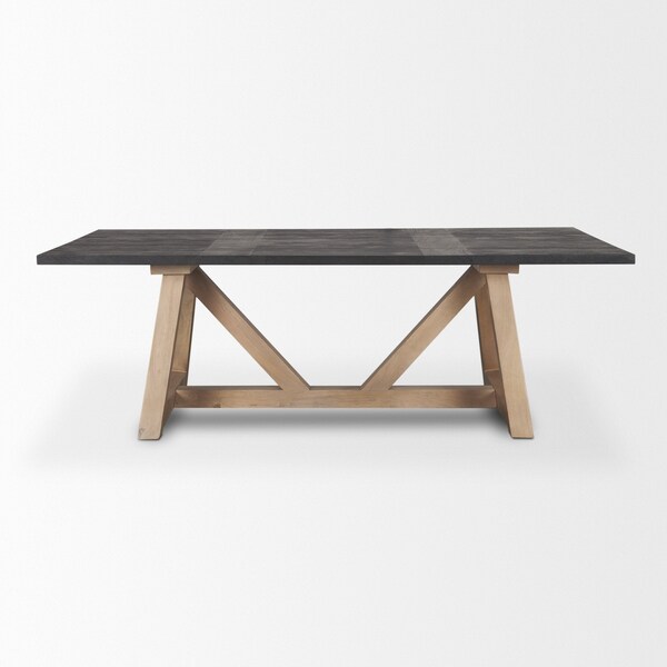 Homeroots 96" Black and Brown Solid Wood Double Pedestal Base Dining Table 722713 - main