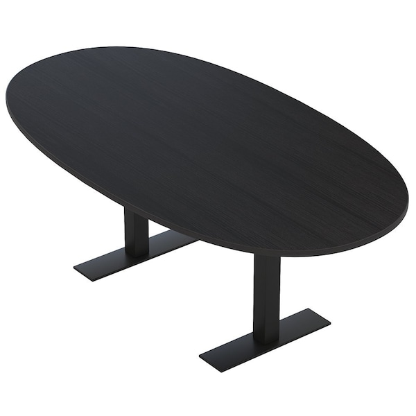 Skutchi Designs 7ft Boval Conference Table With Power | Harmony Series | 6 Person Meeting Room Table HAR-BOVL-48X84-T.BK-U999ST19-NA - main