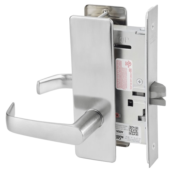 Corbin Russwin Passage or Closet Mortise Lock, NS Lever, M Escutcheon, Satin Stainless Steel ML2010 NSM 630 - main