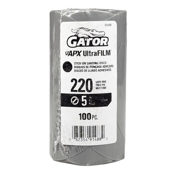 Gator Finishing 5 in. Premium Hook and Loop Sanding Disc, 220 Grit, 100PK 391488 - main