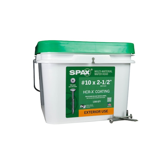 Spax #10 x 2-1/2 in Exterior Wood Deck Screws Construction Wafer Head T-Star Plus Bulk Pail, 1200PK 3281670500600 - main
