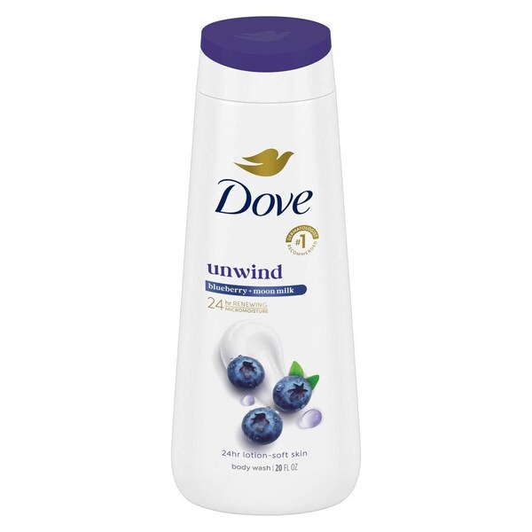 Dove Unwind Blueberry and Moon Milk Body Wash, 20 Ounce, 4PK 64763962 - main