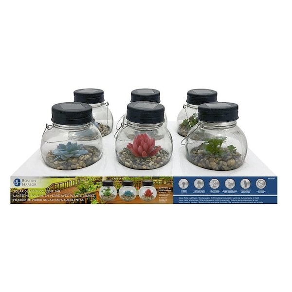 Boston Harbor Jar, NiMh Battery, 1Lamp, LED Lamp, Glass Stone Succulent Stainless Steel Fixture 26147 - main