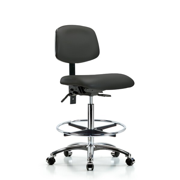 Blue Ridge Ergonomics Chair, Vin, Hi Bench, Chr Tilt CF Cast, Gry, No Arms, 26" to 35-1/2" Height, Charcoal BR-VHBCH-CR-T1-A0-CF-CC-8605 - main