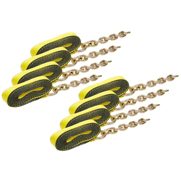 Mytee Products 2 inx21 ft Replacement Tie Down Strap w/Chain Extension for 8-Point Tie Down Kits, 4000 lbs WLL, 8PK WS221CEx8 - main