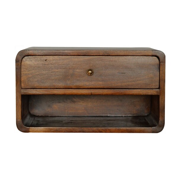 Homeroots 18" Brown Solid Wood One Drawer Floating Nightstand 651474 - main