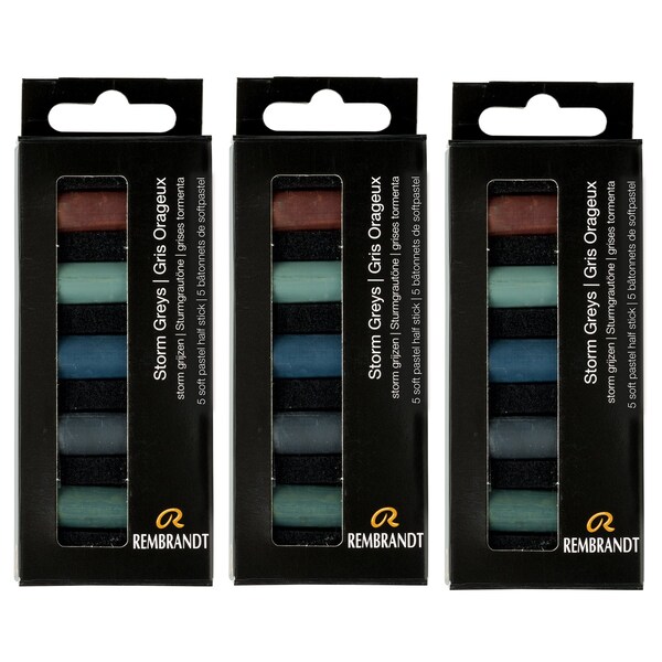 Rembrandt Soft Pastels Micro Sets, Storm Greys Per Set, 5 Half Sticks, 3 Sets, 3PK 31820514 - main