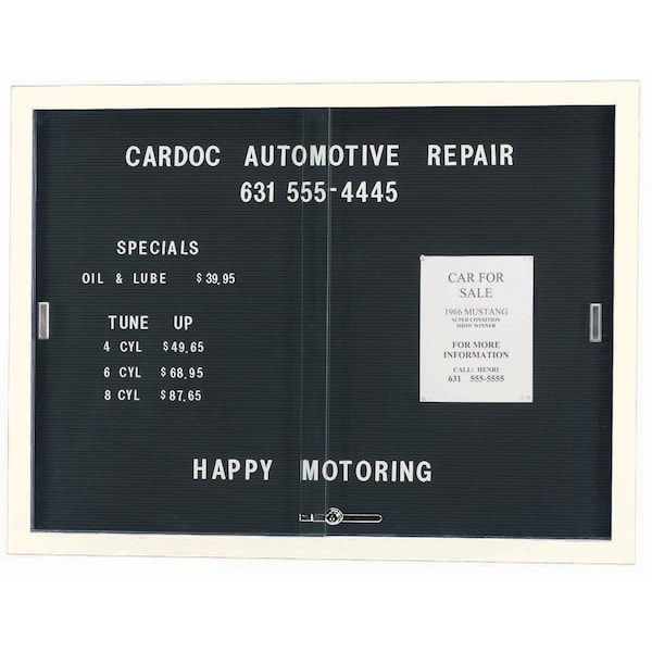 Aarco Enclosed Directory Board w/ Al Frame Sliding Doors, Black Felt, Powder Coated White, 36''Hx48''W SDC3648W - main
