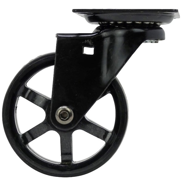 Shepherd Hardware Swivel Caster, 3 in Dia Wheel, Aluminum/Polyurethane Wheel, Black, 100 lb 6275 - main