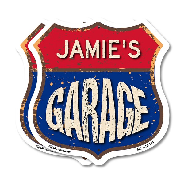 Signmission Jamie's Garage, 12 inch X 12 inch, Plastic Sign, 2PK SHI-P-2PACK-12-383-JAMIE - main
