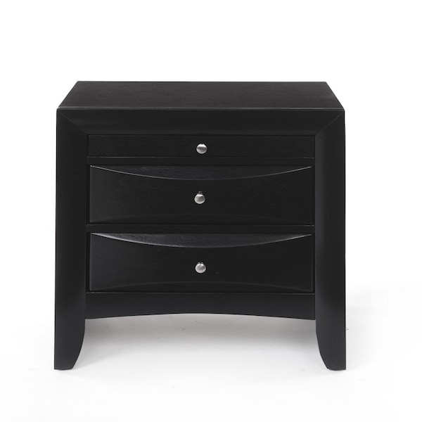 Homeroots 25" Dark Brown Solid Wood Three Drawer Nightstand 285501 - main