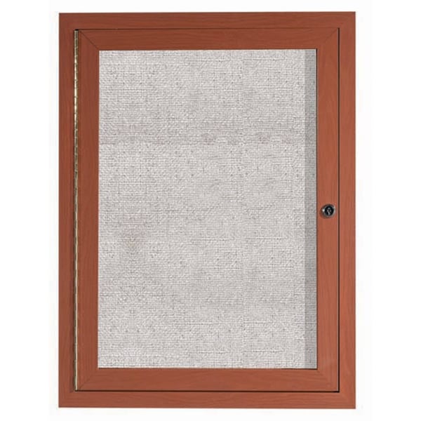 Aarco Outdoor Enclosed Bulletin Board w/ Al Wood Look Finish, Oak Wood Look, Burlap Weave Vinyl, 24''Hx18''W ODCCO2418R - main