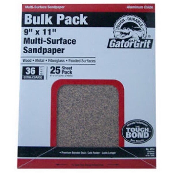 Gator Finishing 4212 9 x 11 in. Coarse 50 Grit General Purpose Sandpaper, 25PK AL576338 - main