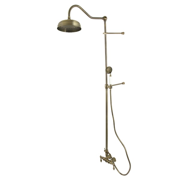 Kingston Brass Tub Wall Mount Rain Drop Shower System with Hand Shower, Antique Brass CCK6173 - main