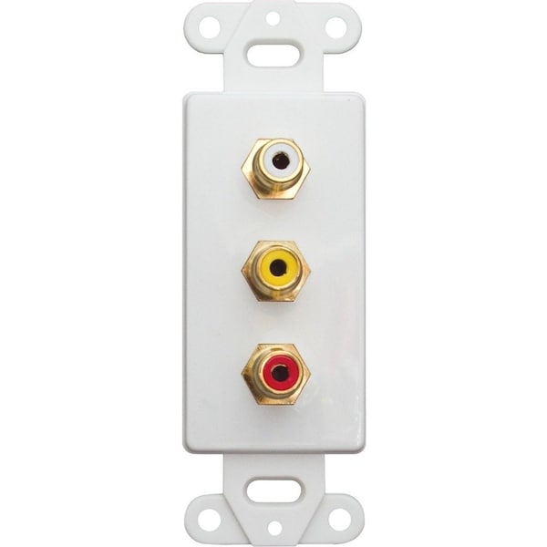 Cable Wholesale Decora Wall Plate Insert, White, 3 RCA Couplers (Red/White/Yellow), RCA Female 301-3000 - main