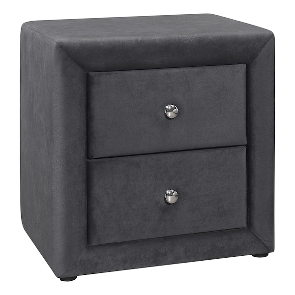Homeroots 21" Dark Gray Wood Two Drawer Nightstand 489768 - main
