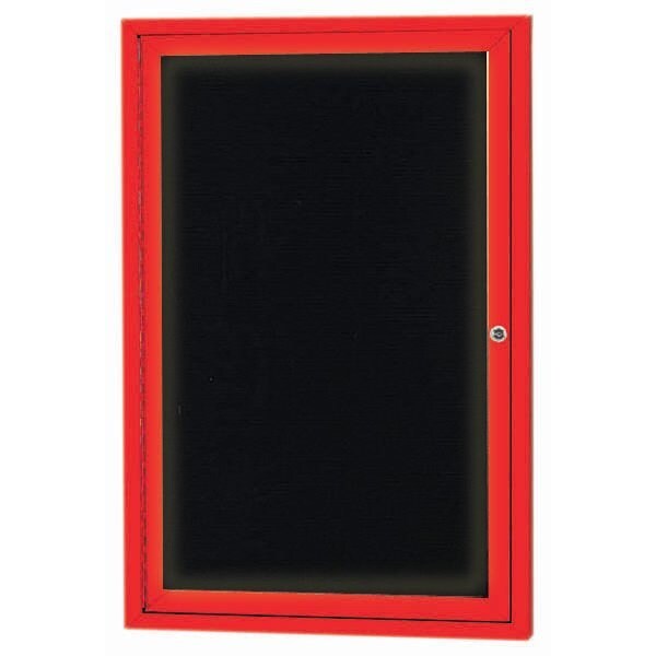 Aarco Illuminated Enclosed Letter Board Directory w/ Powder Coated Red Aluminum Frame, 24''Hx18''W 1 Door ADC2418IR - main