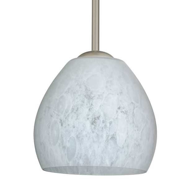 Besa Lighting Besa Bolla Stem Pendant, Carrera, Satin Nickel Finish, 1x 9W LED 1TT-412219-LED-SN - main