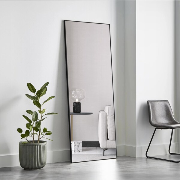 Simple Deluxe Full Length Mirror, Floor Mirror with Stand, Hanging Mirror Full Length for Home Wall Decor, Alumin 3A88MIROZJ2164BLK - main