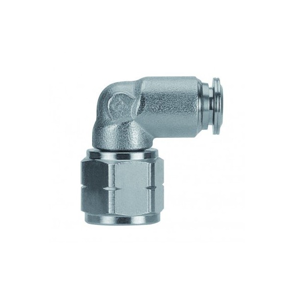 Usa Industrials Push to Connect Tube Fitting, Nickel Plated Brass w/ Metal Release Ring, Female Elbow ZUSA-TF-PTC-NPBR-607 - main