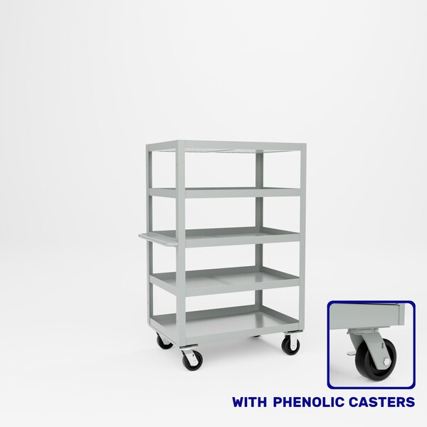Pucel Expanded Metal Stock Cart, 24 in W x 36 in D x 56 in H, Gray X-2436-P - main