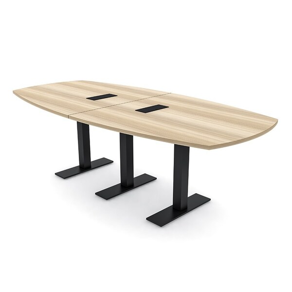 Skutchi Designs Arc Boat Conference Table With Power, 48 in W, 96 in L HAR-ABOT-48X96-T.BK-K525-EBLK - main