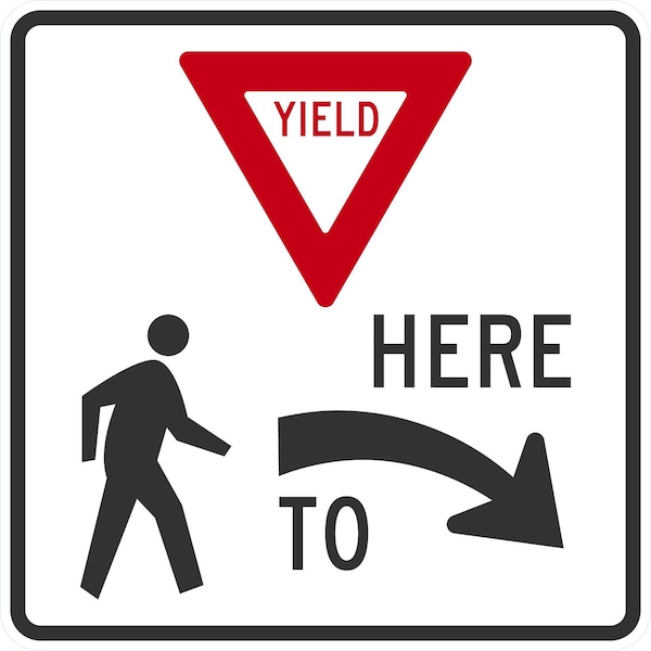 Lyle Yield Here To Pedestrians (Right Arrow) (Ped Symbol), 24x24, Non-Reflective, White G-13883-NA_24x24 - main