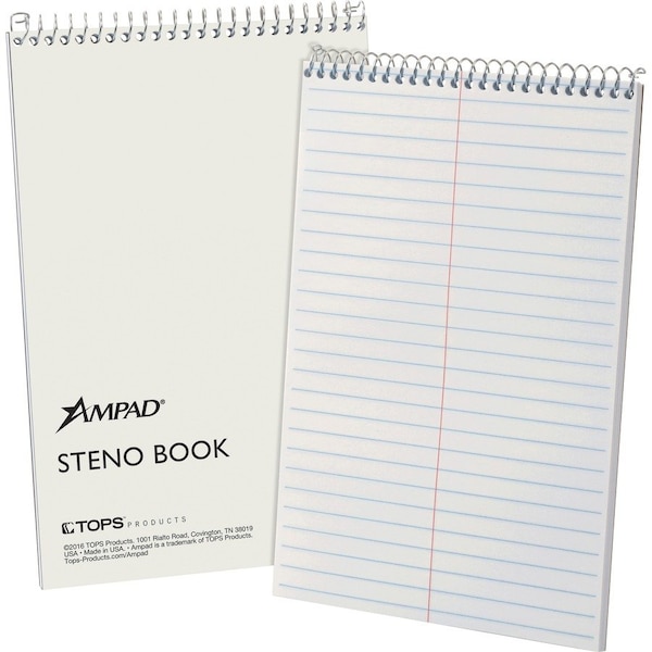 Ampad/ Of Amercn Pd&Ppr Ampad, STENO BOOKS, GREGG RULE, 6 X 9, WHITE, 70 SHEETS 25472 - main