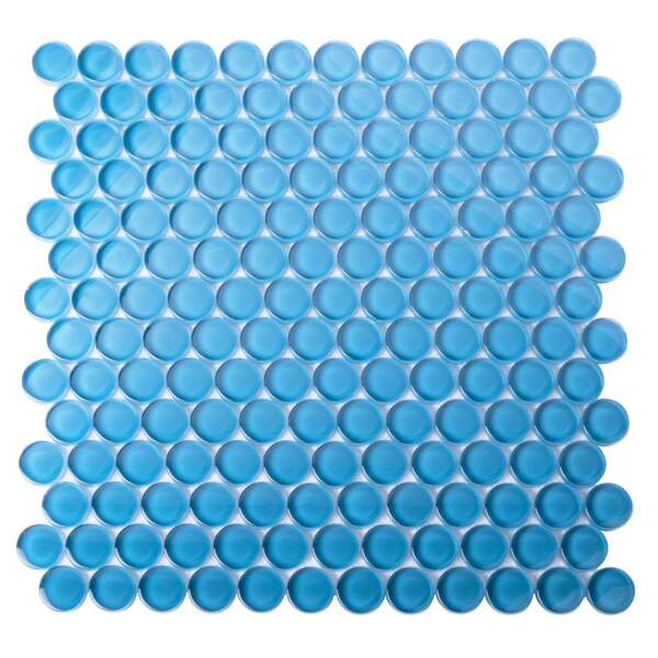 Apollo Tile Cerulean Blue 12 in x 12 in Glass Glossy Floor and Wall Mosaic Tile 5 sqft/case, 5PK APLPN88143A - main