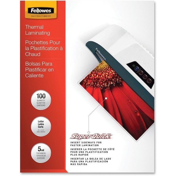 Fellowes LAMINATING POUCHES, 5 MIL, 9in X 11in, GLOSS CLEAR, 100PK 5223001 - main