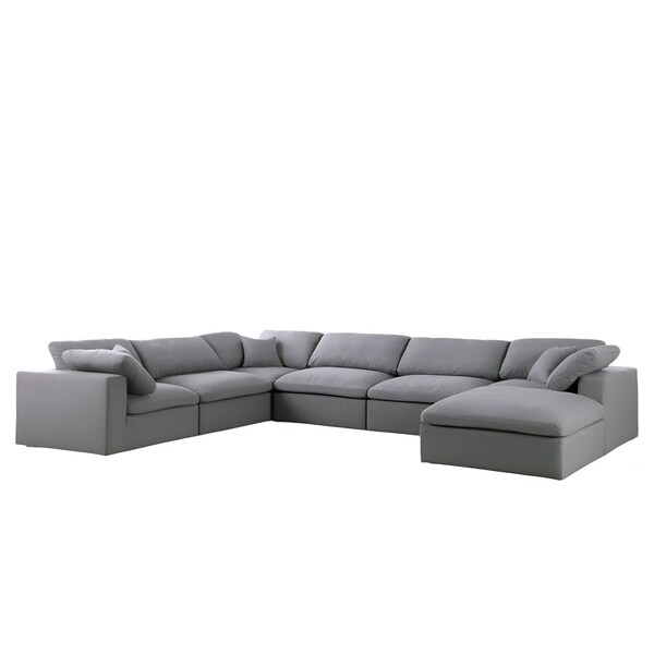 Homeroots 65" Gray Fabric Modular Sleeper Sofa With Ottoman 568279 - main