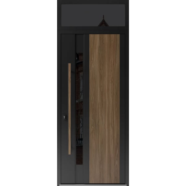 Vdomdoors Steel Door Dekton 0163 Venezia Noce Top Exterior Window Sidelite Entry Door Painted W36xH80+16 Righ DEKTON0163EXD-VEN-W36xH80+16-RH-I - main
