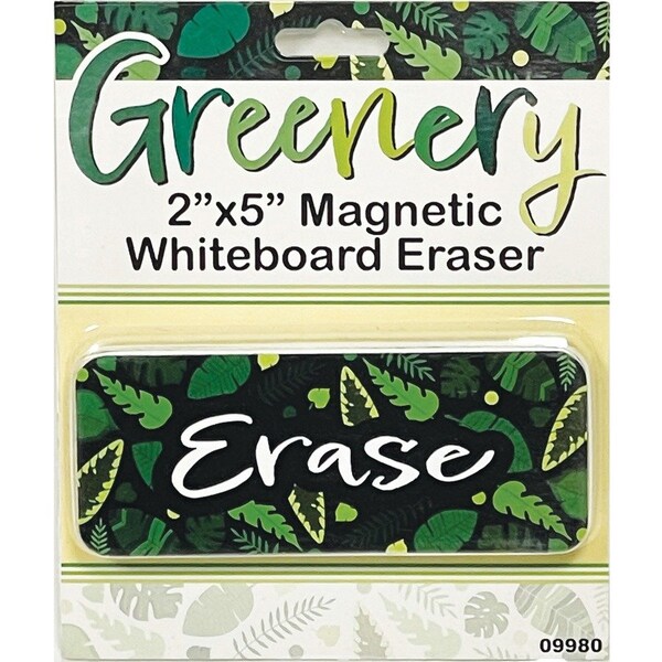 Ashley Productions Magnetic Whiteboard Eraser, Greenery with Erase, 2in. x 5in., 6PK 09980 - main