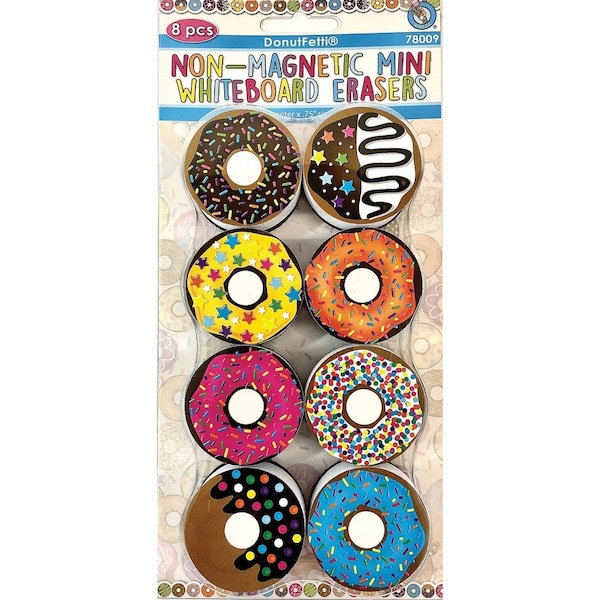 Ashley Productions Non-Magnetic Mini Whiteboard Erasers, DonutFetti, PK16 78009 - main