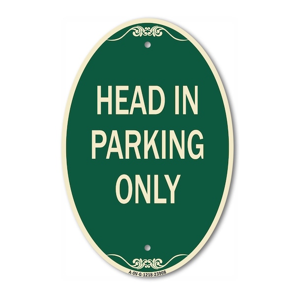 Signmission Head in Parking Only, 12 Inch X 18 Inch Architectural Oval, Heavy Gauge Aluminum A-OV-G-1218-23908 - main