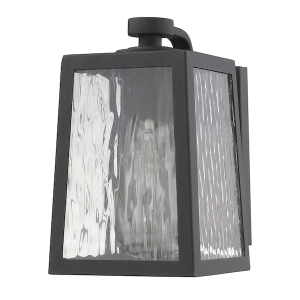 Homeroots Matte Black glass panels Outdoor Wall Light 398476 - main