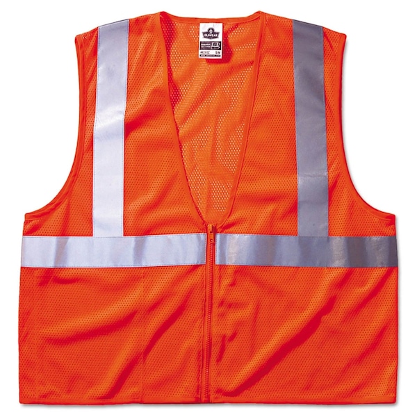 Ergodyne GloWear 8210Z Class 2 Economy Vest, Polyester Mesh, Zipper, Orng, L/XL 21045 - main