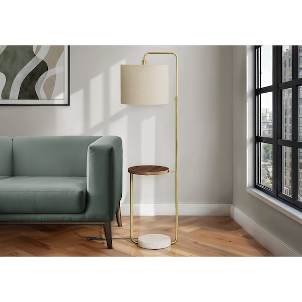 Monarch Specialties Lighting, 67''h, Floor Lamp, Usb Port Included, Brass Metal, Beige Shade, Contemporary I 9754 - main