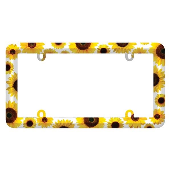 Strike3 23804 Bold Graphics Sunflowers Style Chrome License Plate Frame ST3024113 - main