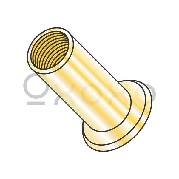 Oxoxo M6X1.0X3.50 Metric Flat Head Round Open-End Rivet Nut Steel Zinc Yellow Dichromate, 2000PK 540791 - main