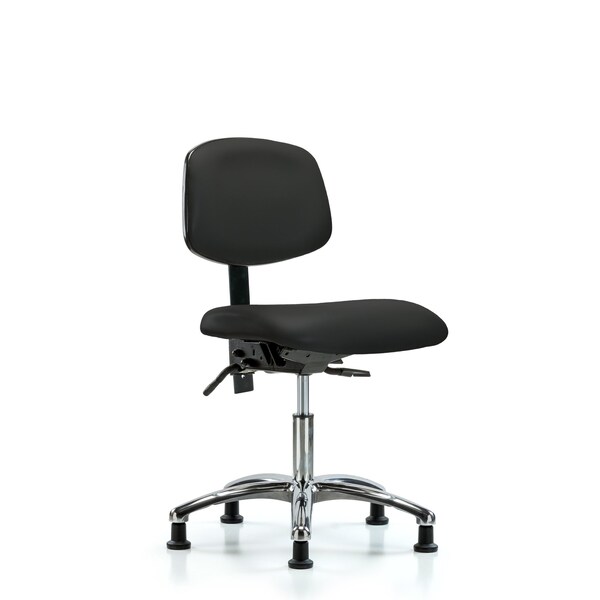 Blue Ridge Ergonomics Desk Chair Desk Chair, Vinyl, Chrome Glides, BLK, No Arms, 18" to 23" Height, Vinyl, Black BR-VDHCH-CR-T0-A0-RG-8540 - main