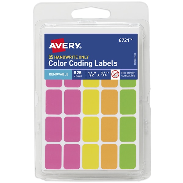 Avery Removable Color Coding Labels, Re, PK525 6721 - main