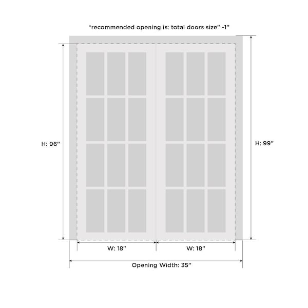 Sartodoors Closet Bypass Interior Door, 36" x 96", White QUADRO4055DBD-WS-3696 - main