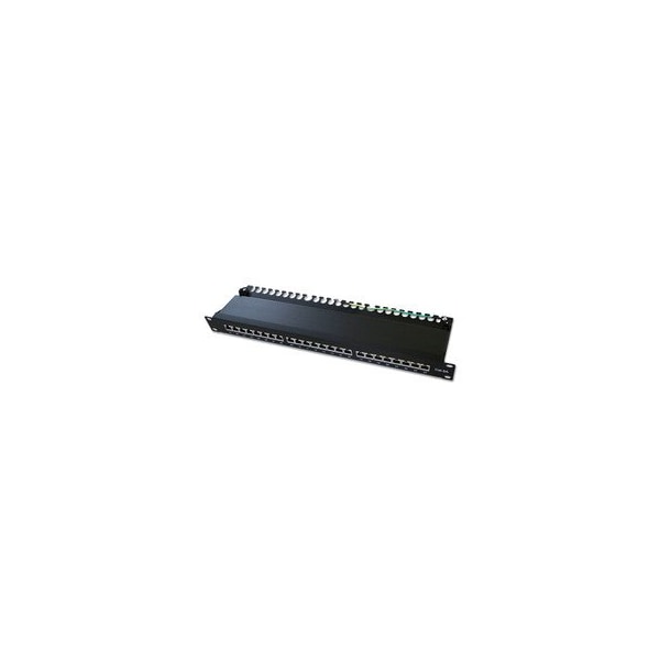 Cable Wholesale Rackmount 24 Port Shielded Cat6a Patch Panel, Horizontal, 110 Type, 568A & 568B Compatible, 1U 69BK-56024 - main