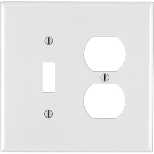 Eaton Wiring Devices 0PJ1800W Toggle & Duplex Receptacle Mid Size Wallplate 3007242 - main